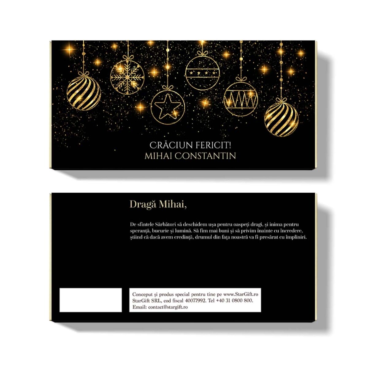 Czekolada z imieniem i dedykacją – Gold Christmas