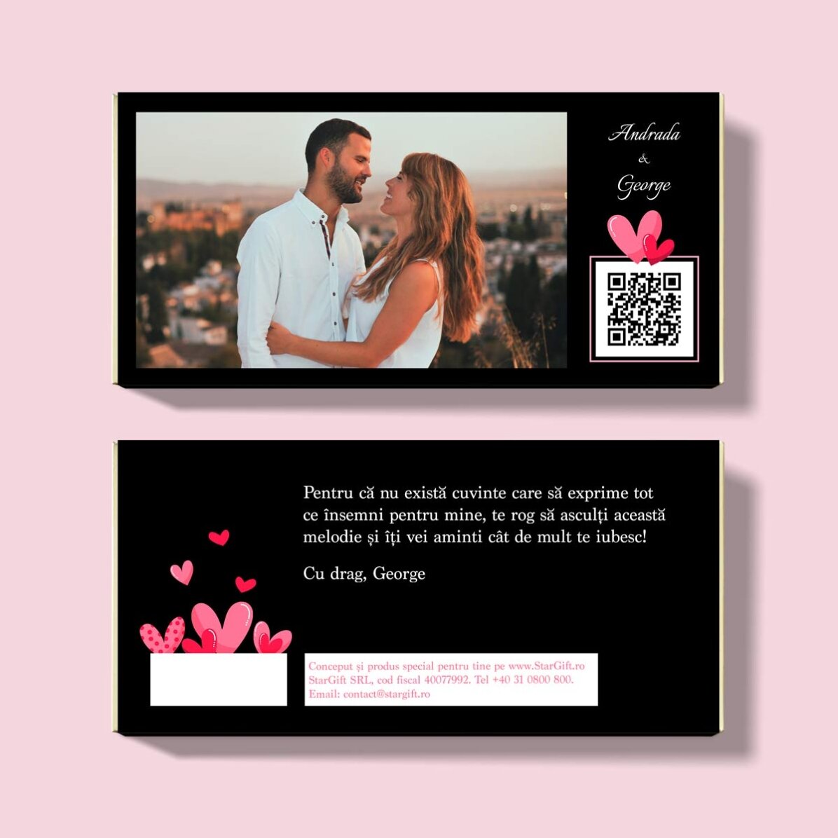 Czekolada z indywidualnym nadrukiem: zdjęciem, tekstem i kodem QR – Love