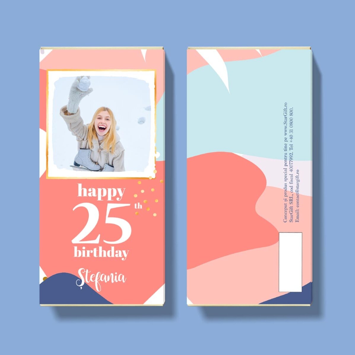 Personalised chocolate with photo and text - Happy Birthday!