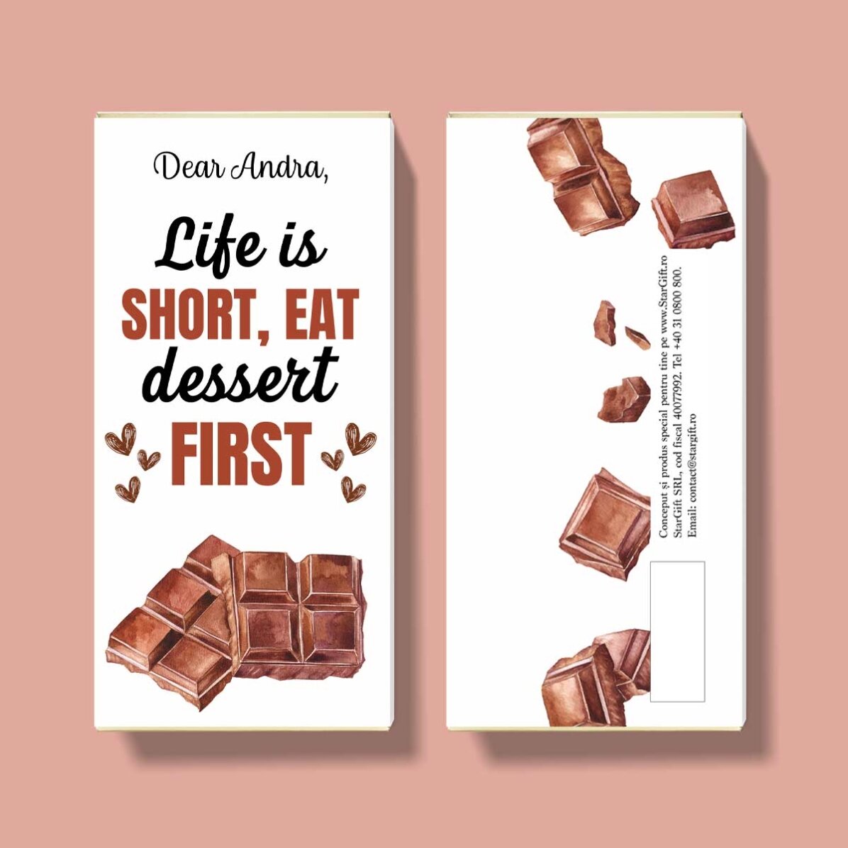 Czekolada z indywidualnym napisem – „Life is short”