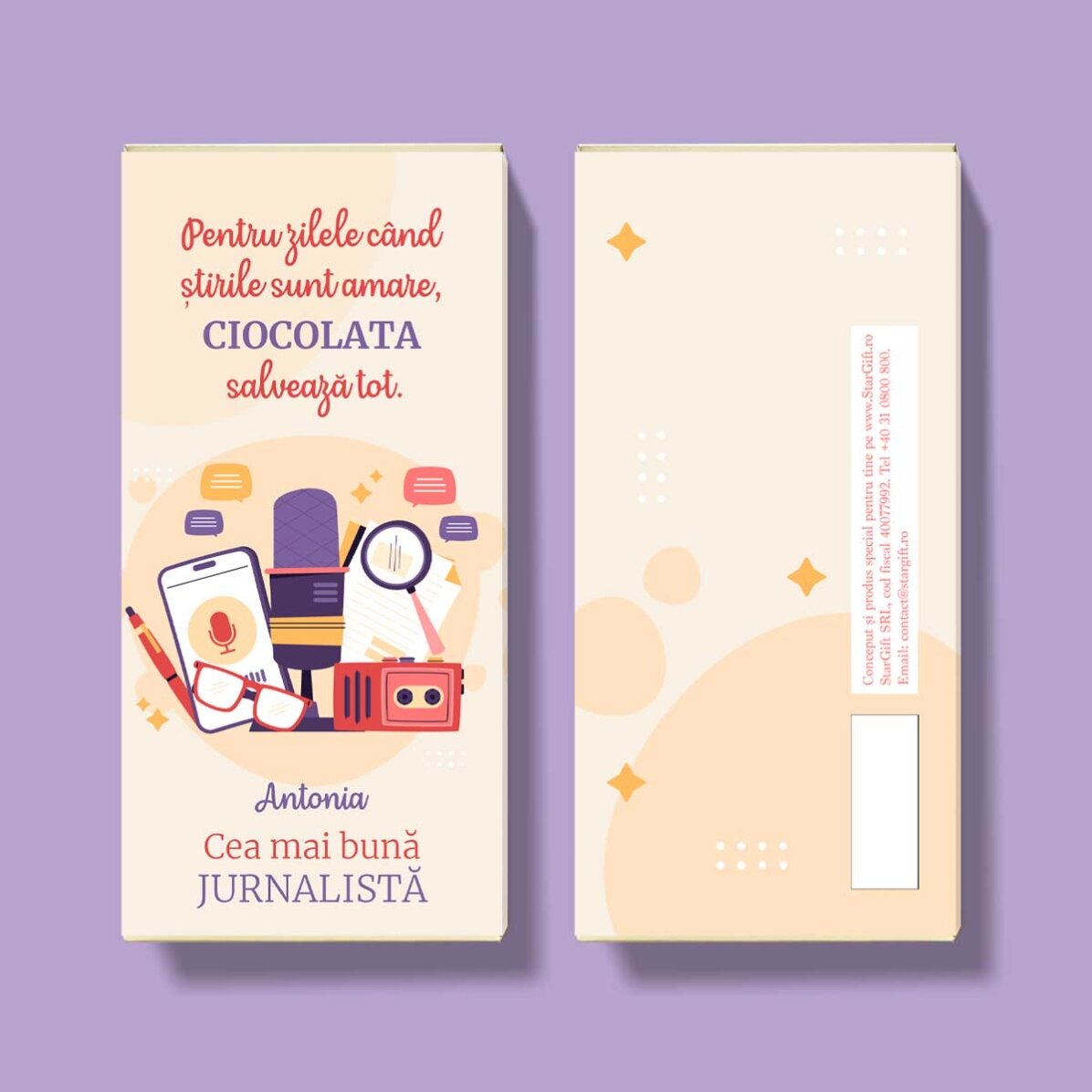 Czekolada z indywidualnym napisem dla dziennikarza