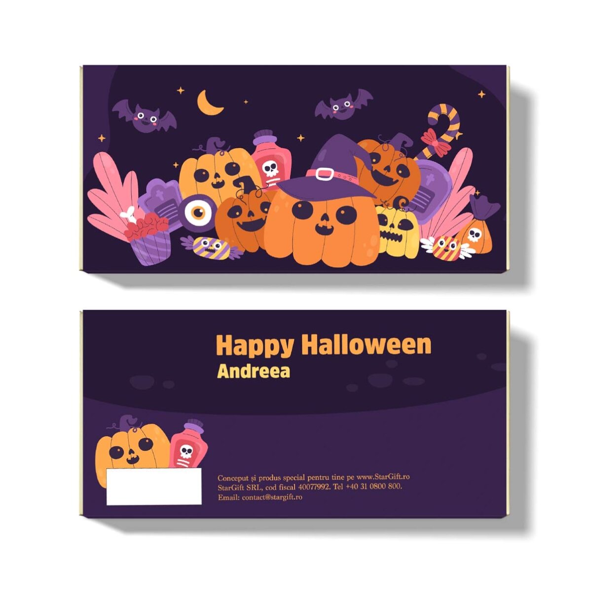 Personalised chocolate with text - Pumpkin