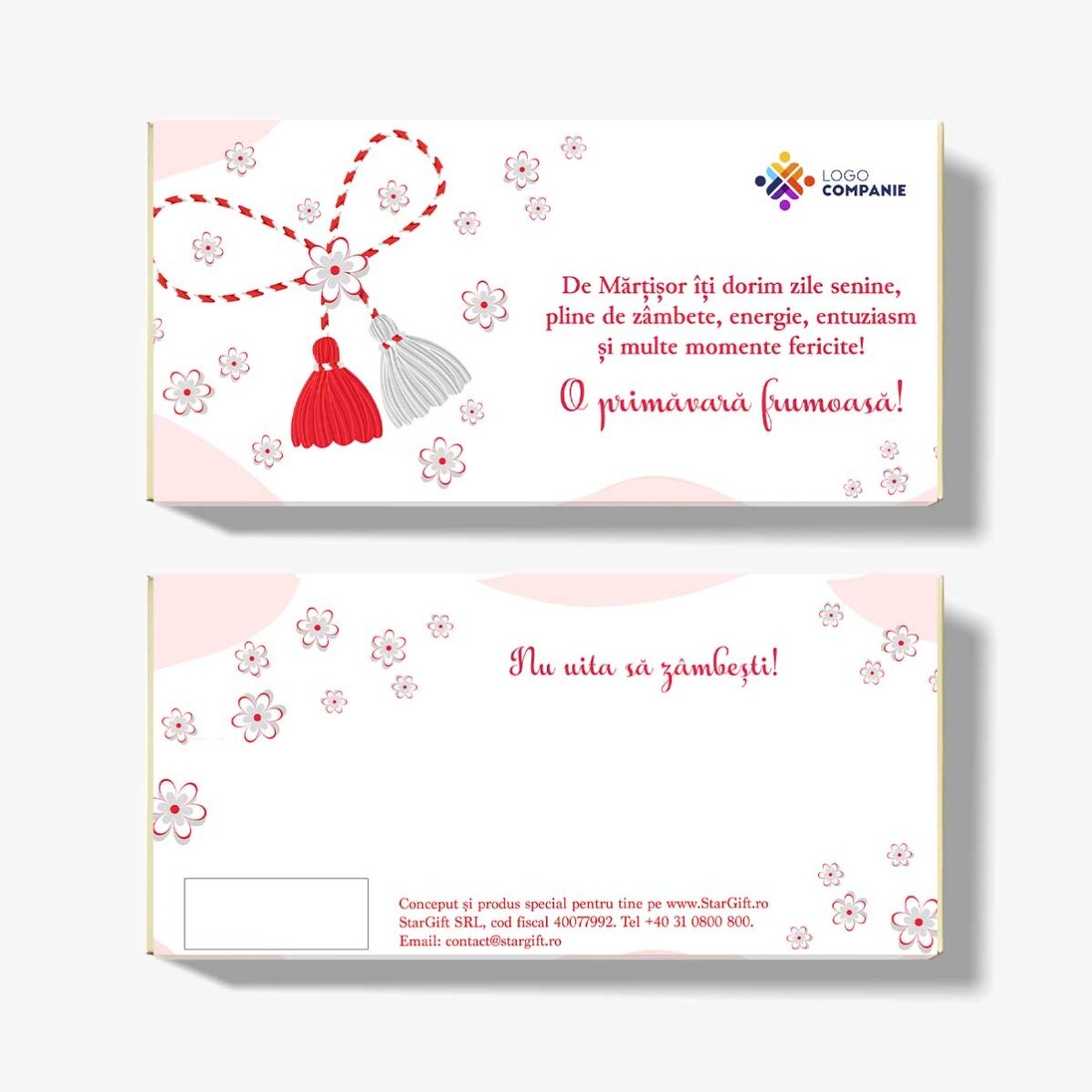 Personalised chocolate with text and logo