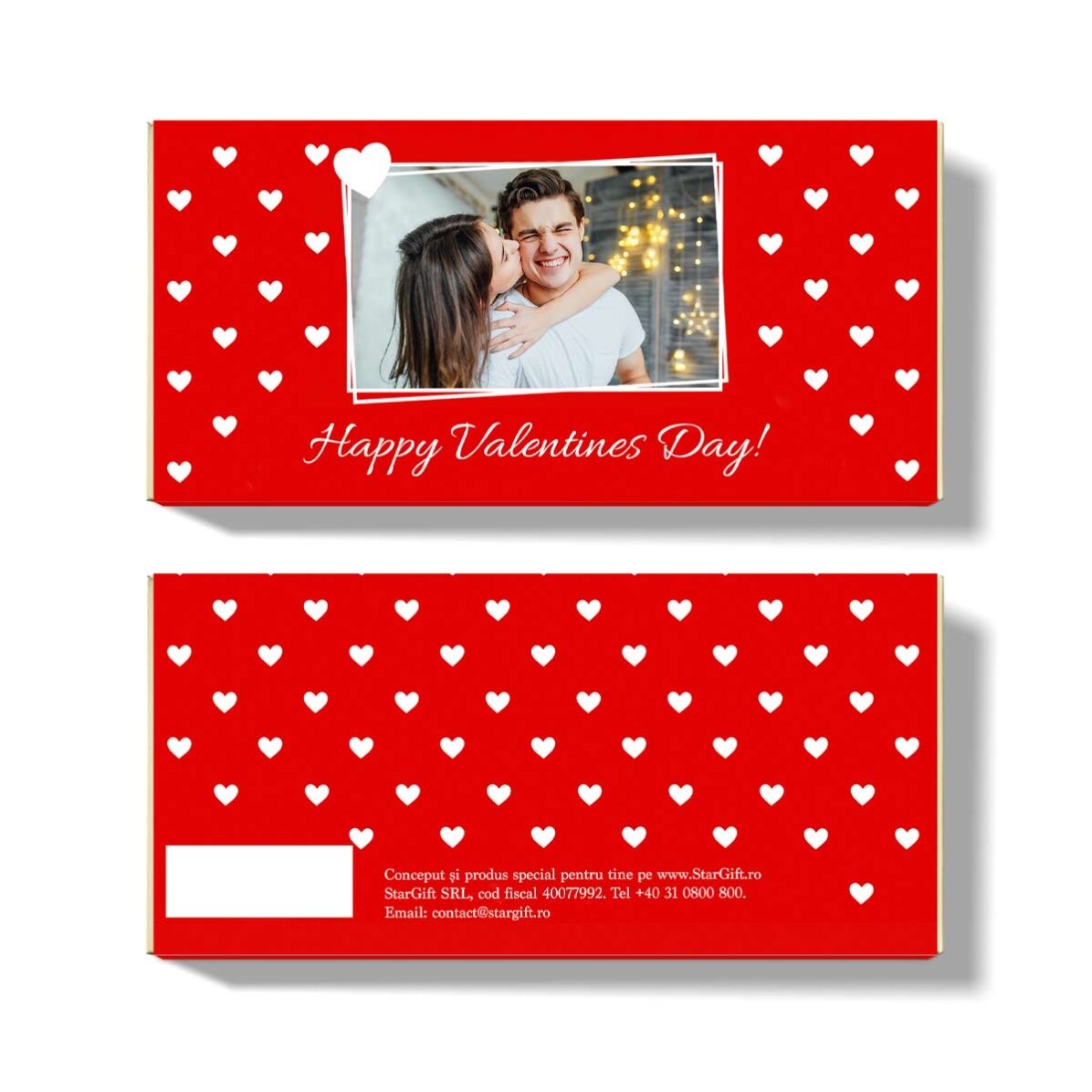 Personalised chocolate with text and photo - Happy Valentine