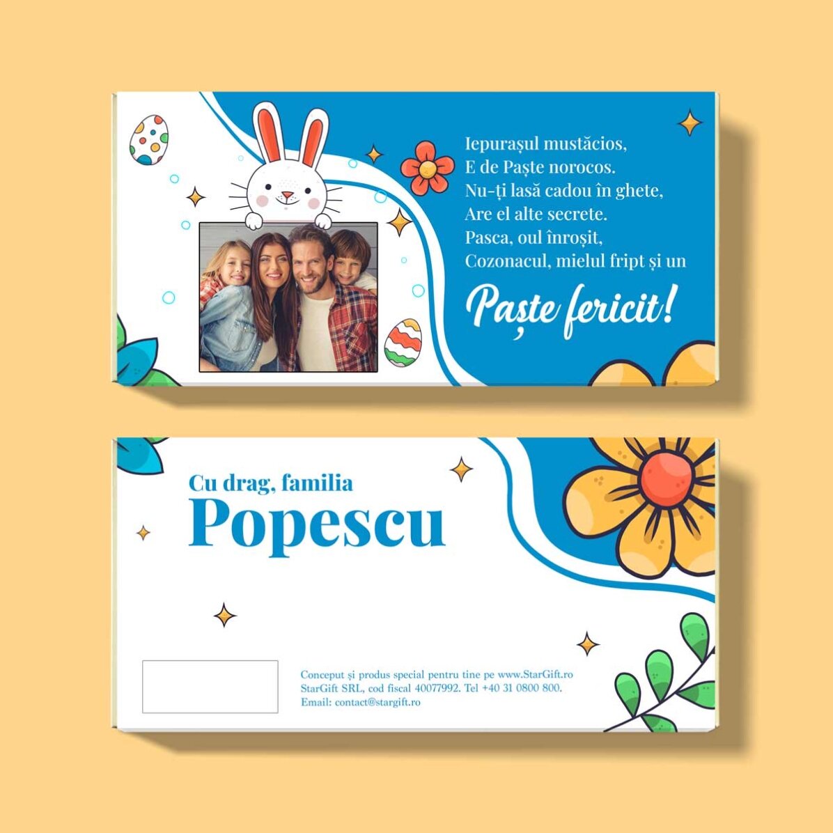 Personalised chocolate with text and photo - Happy Easter!
