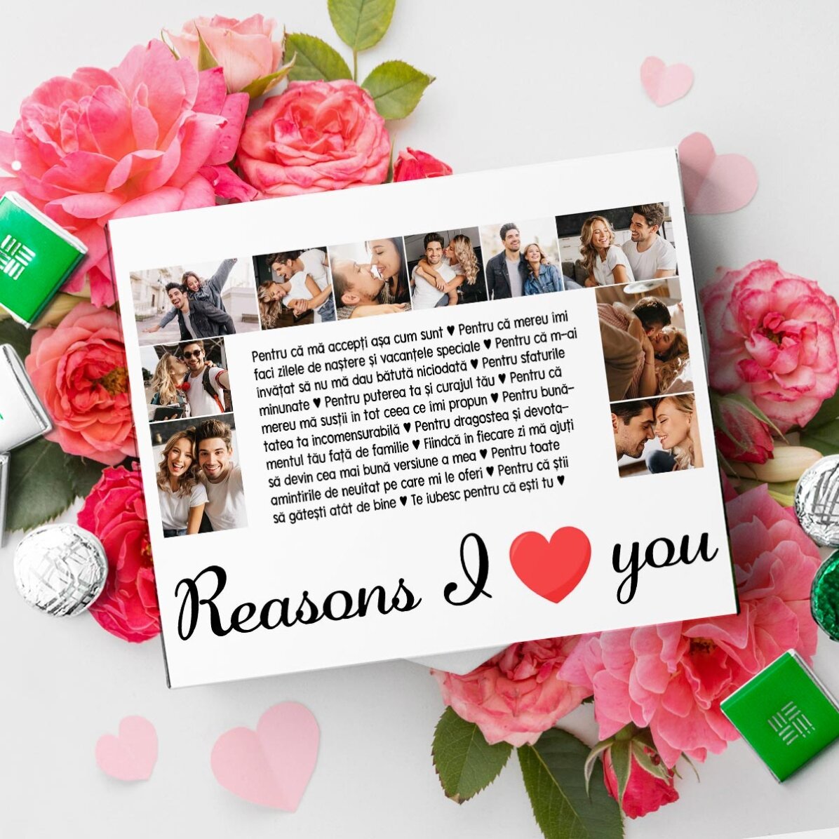 Spersonalizowane pudełko cukierków z 20 zdjęciami i napisem – „Reasons I love you”