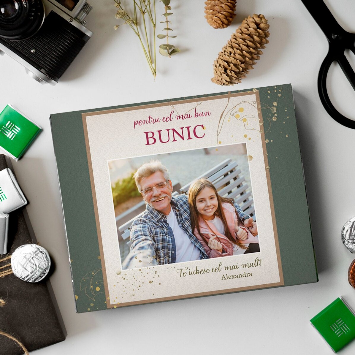 Personalised box of chocolates with photo and message - for the best GRANDPA