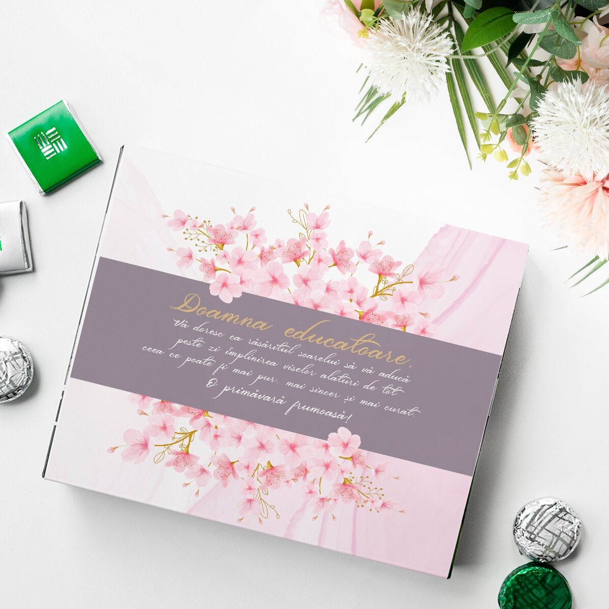 Personalised box of chocolates with text - Have a wonderful spring!