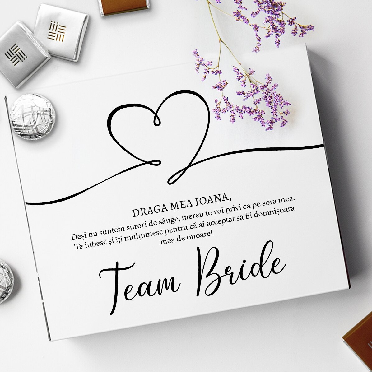 Spersonalizowane pudełko cukierków z dedykacją – Team Bride