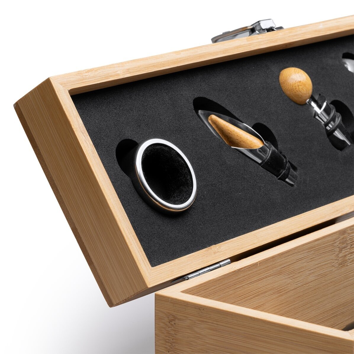 Bamboo wine box with accessories, personalised with a message - The best