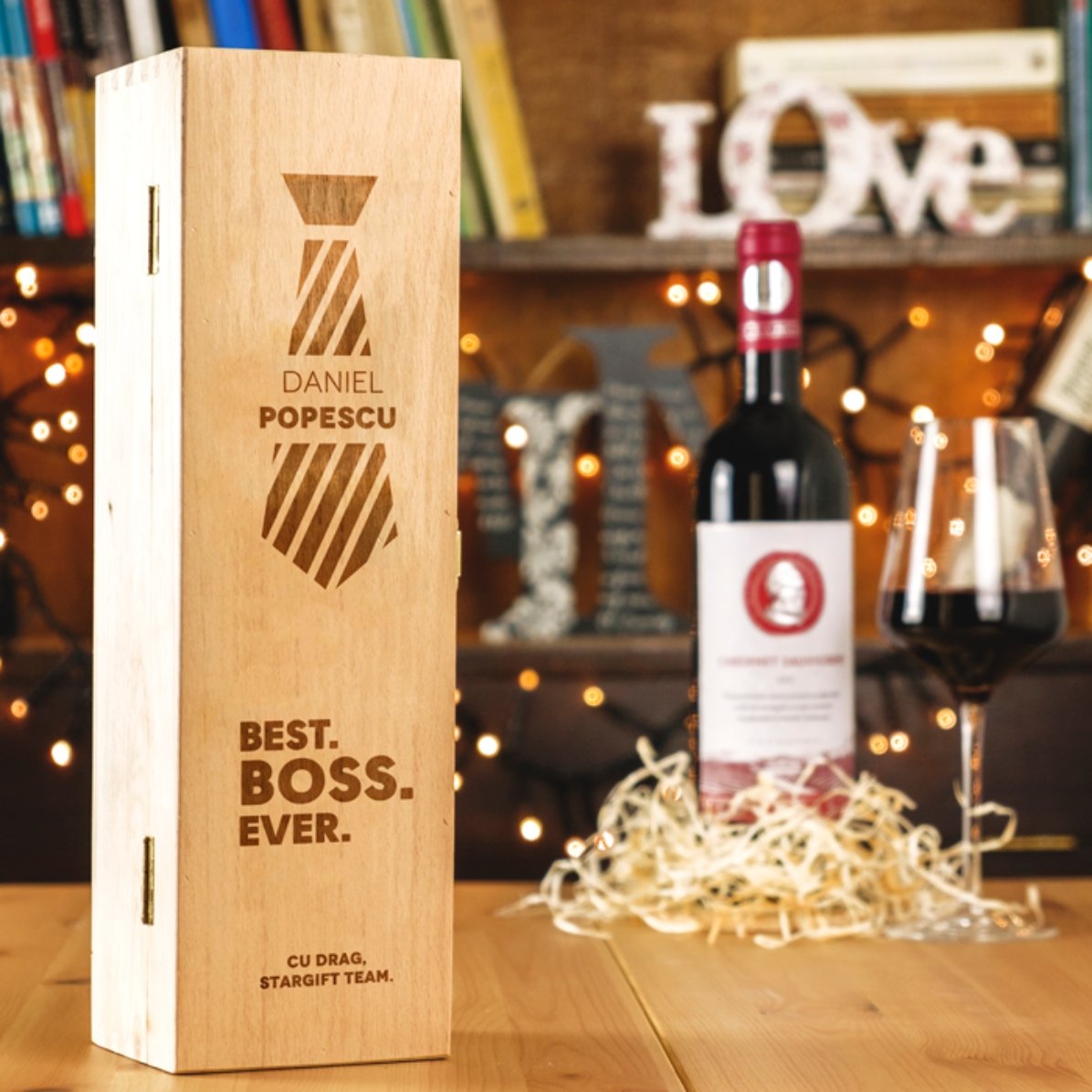 Spersonalizowane pudełko na wino – Best Boss Ever 2