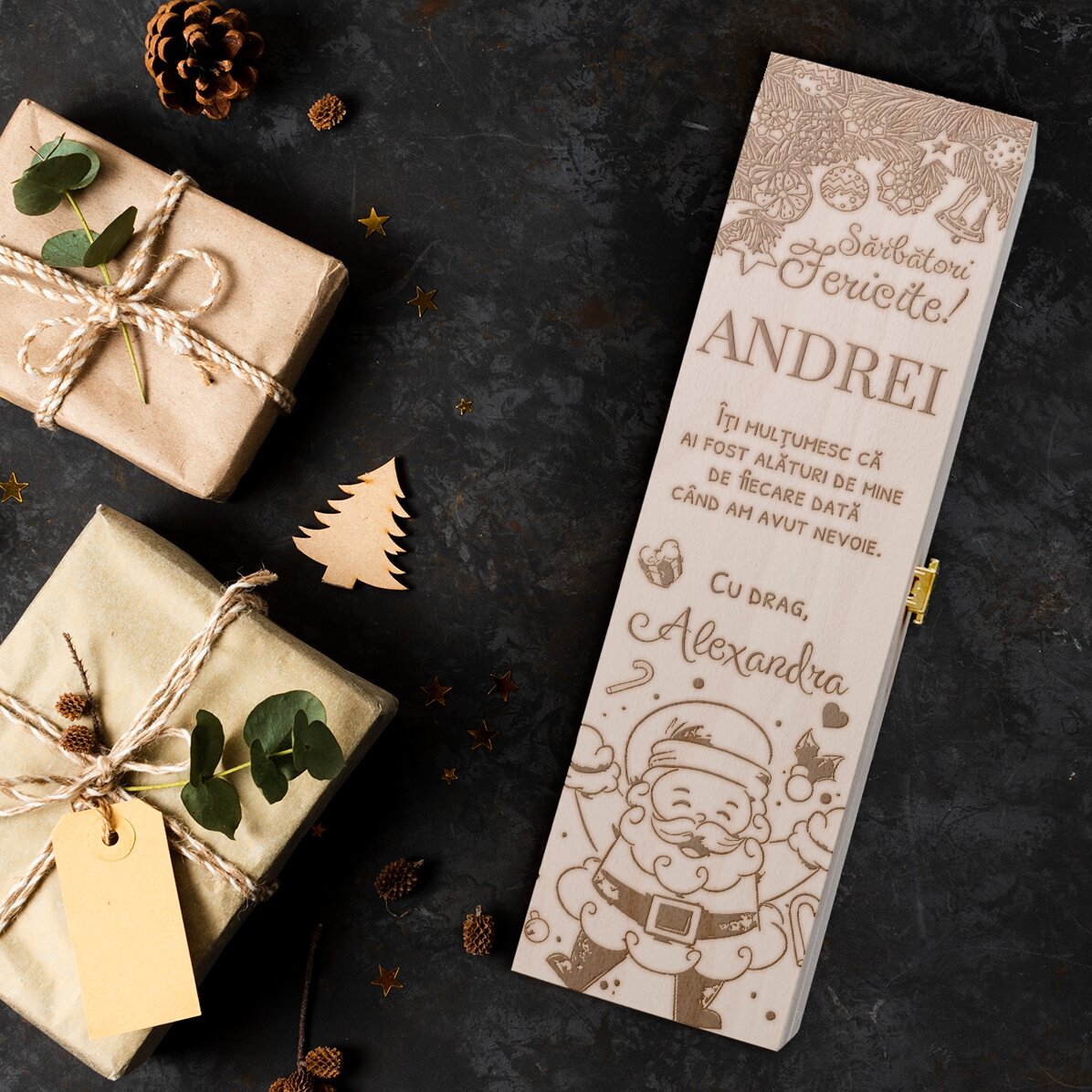 Personalised wine box with a message for the most important person - Happy Holidays