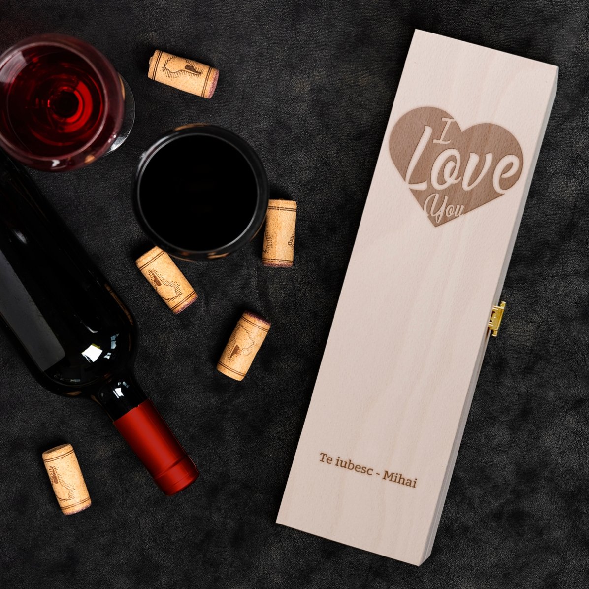 Spersonalizowane pudełko na wino – I Love you