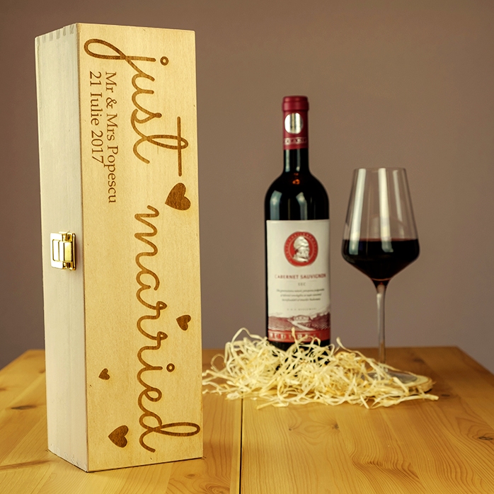 Spersonalizowane pudełko na wino – „just married”