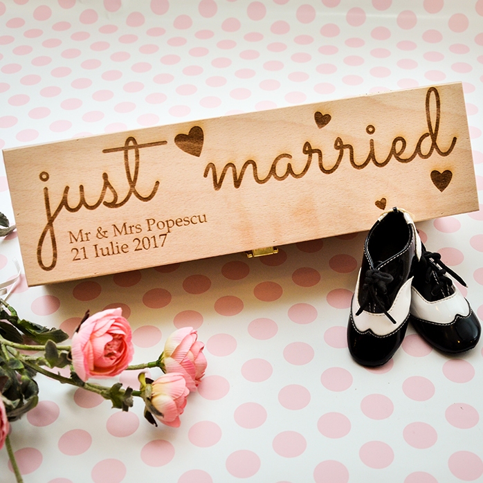 Spersonalizowane pudełko na wino – „just married”
