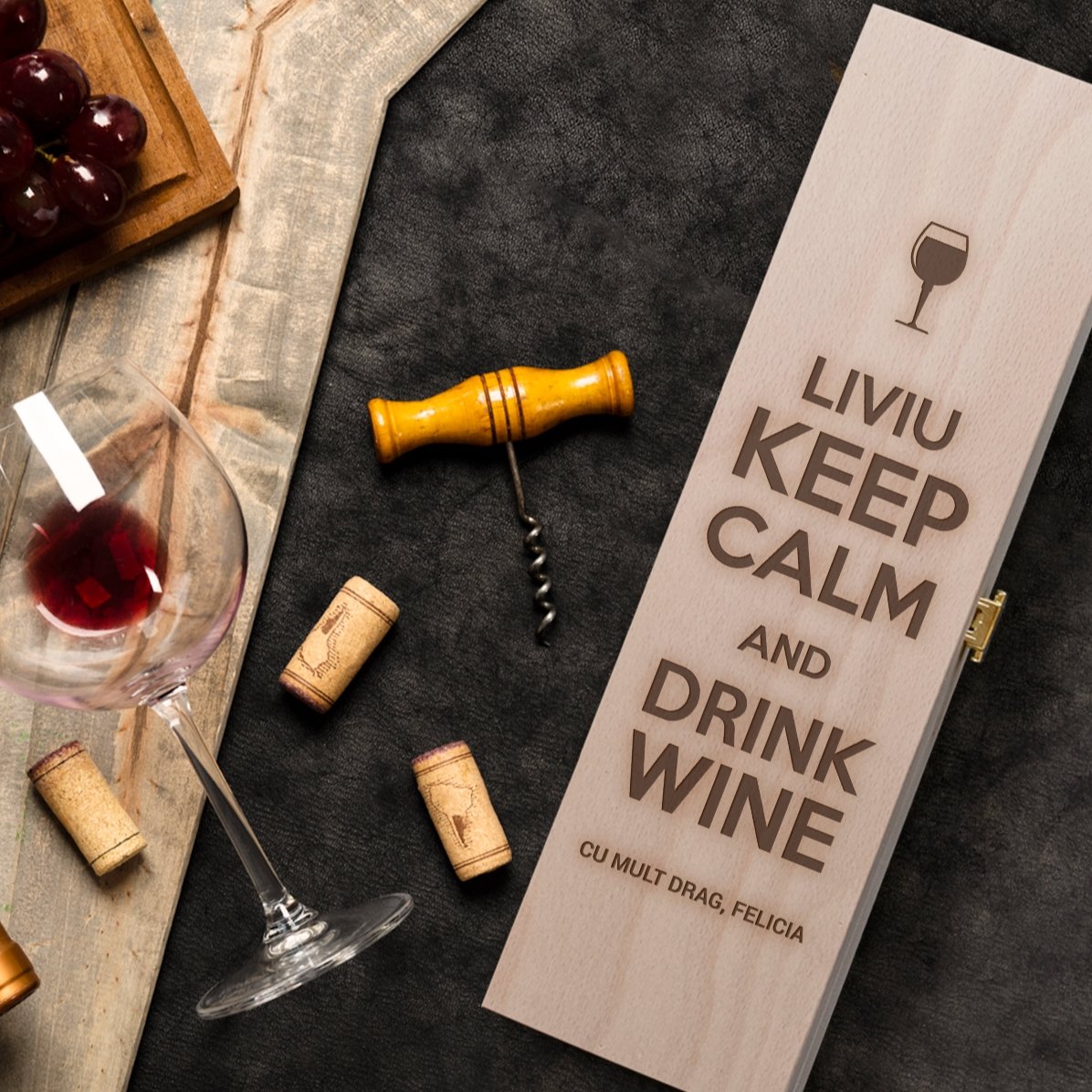 Spersonalizowane pudełko na wino – Keep calm