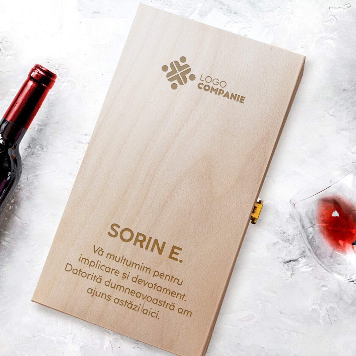 Personalised wine box for two bottles of wine with logo and message