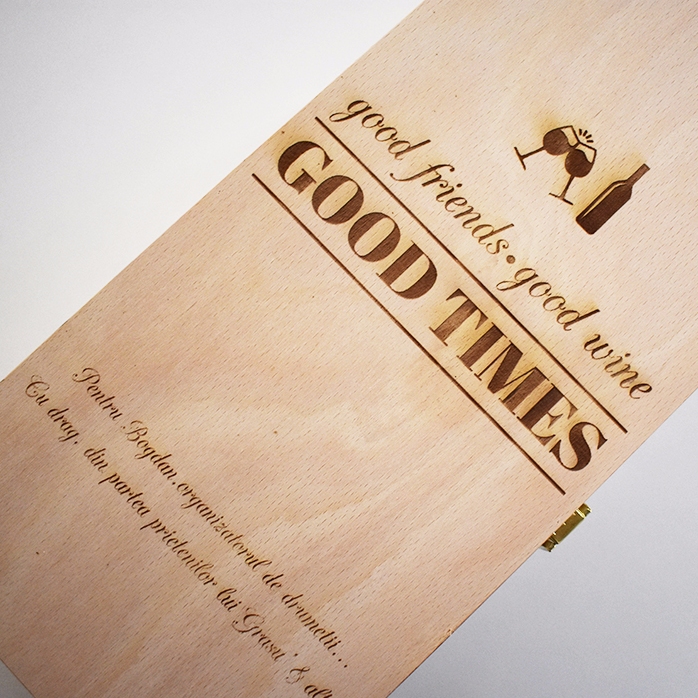 Spersonalizowane pudełko na wino na dwie butelki – Good Friends, Good Wine, Good Times