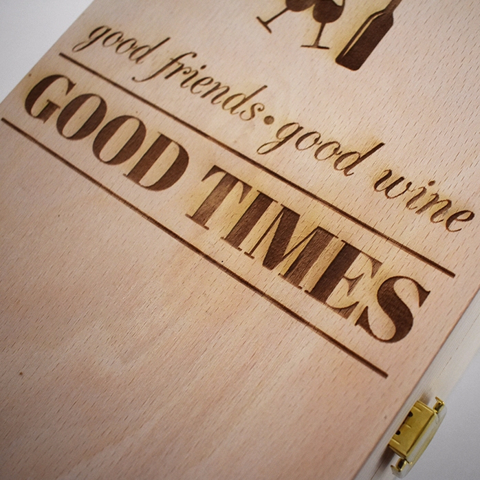 Spersonalizowane pudełko na wino na dwie butelki – Good Friends, Good Wine, Good Times
