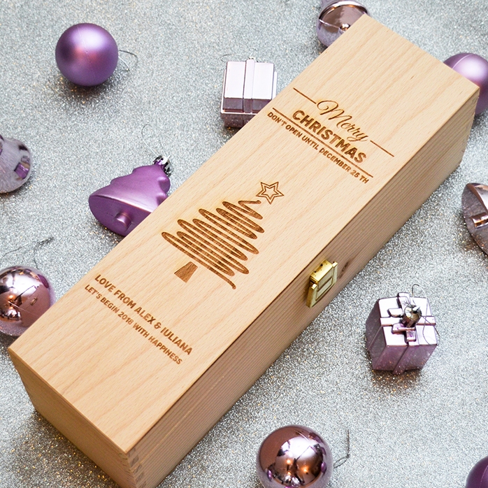 Spersonalizowane pudełko na wino – Star Christmas Tree