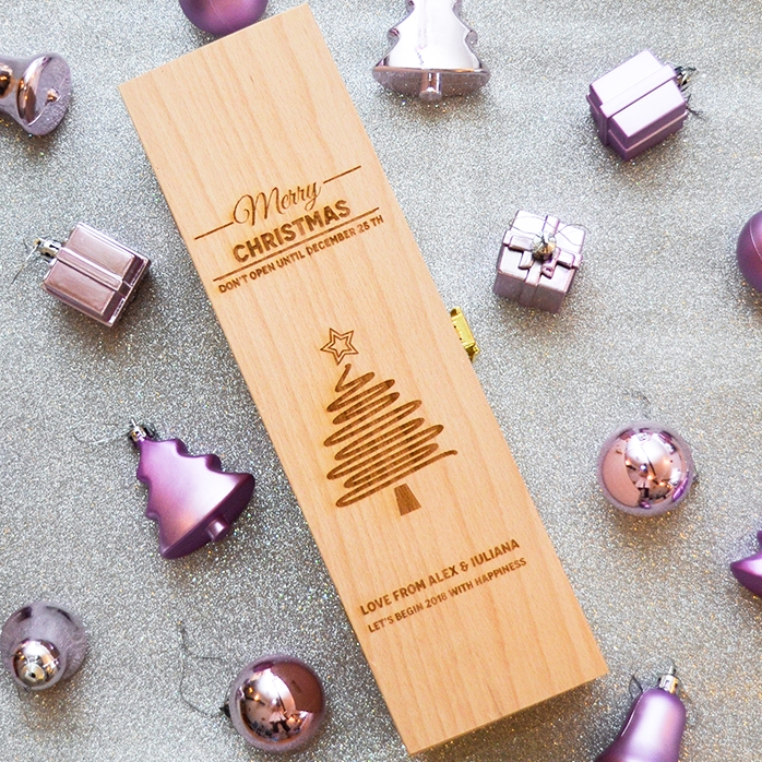 Spersonalizowane pudełko na wino – Star Christmas Tree