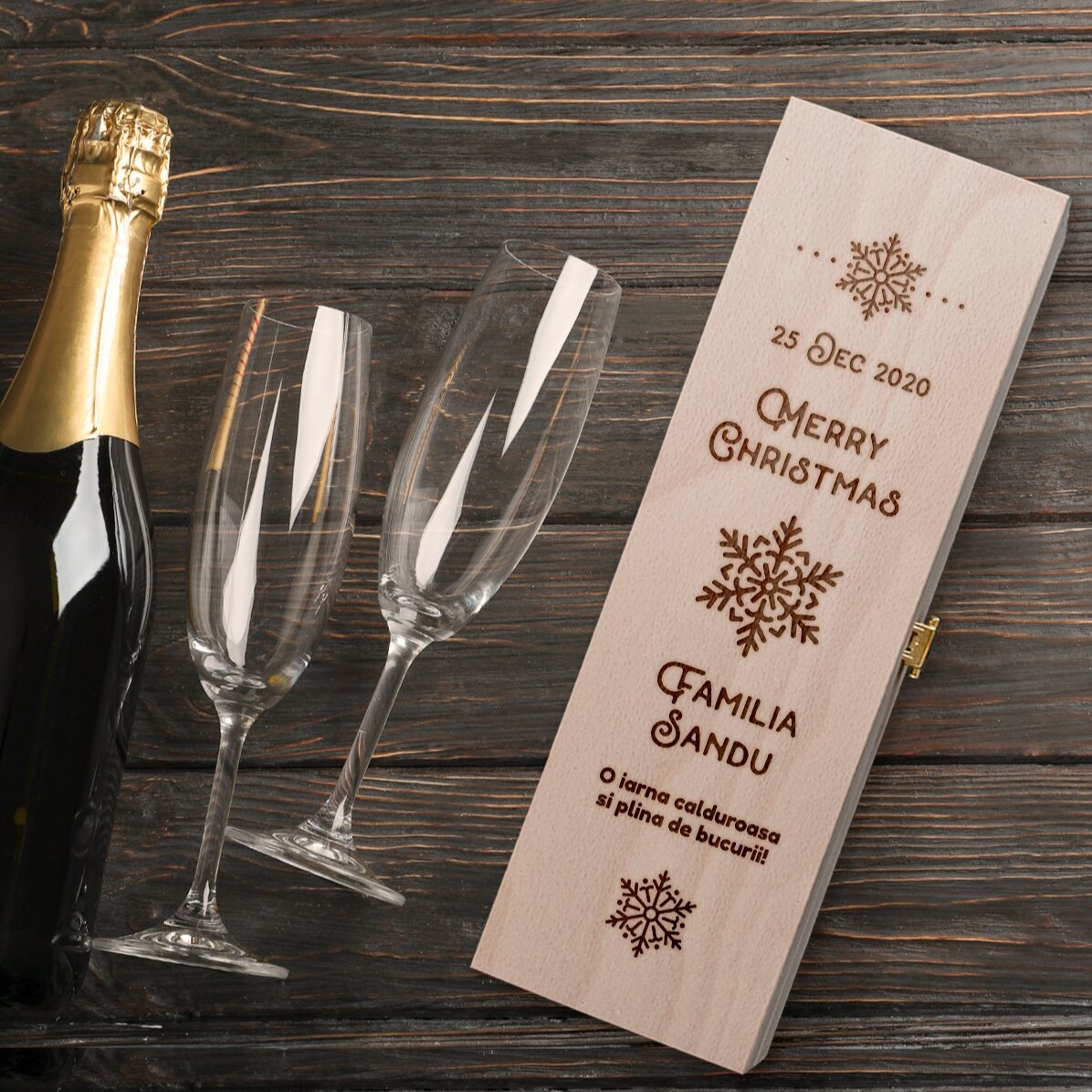 Spersonalizowane pudełko na wino musujące – Christmas magic