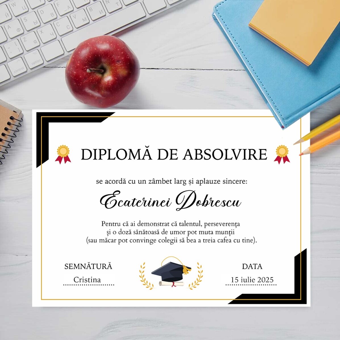 Spersonalizowany dyplom z napisem – ukończenie studiów