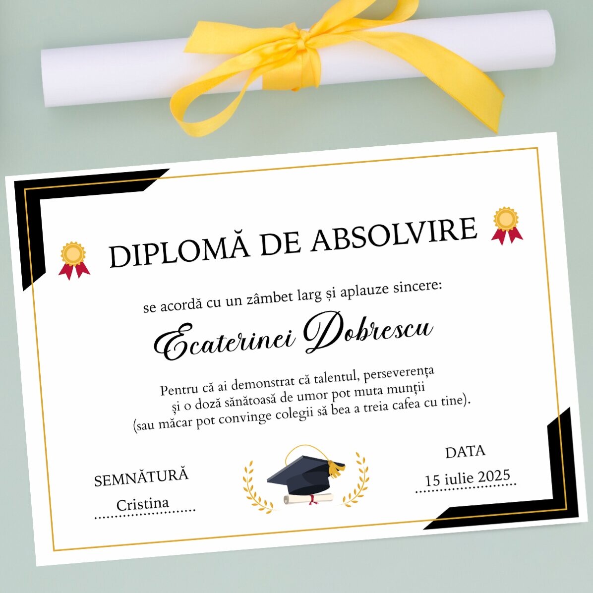 Spersonalizowany dyplom z napisem – ukończenie studiów