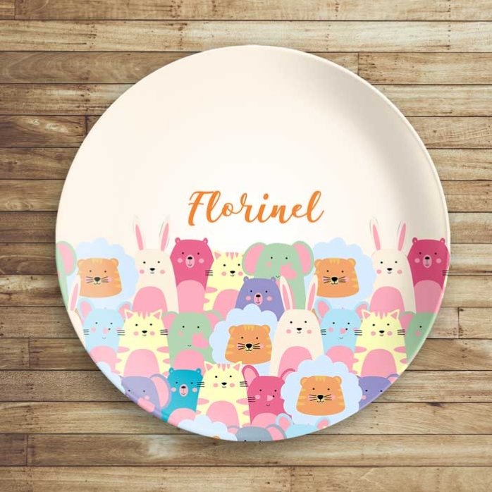 Personalised plate with text - Animals