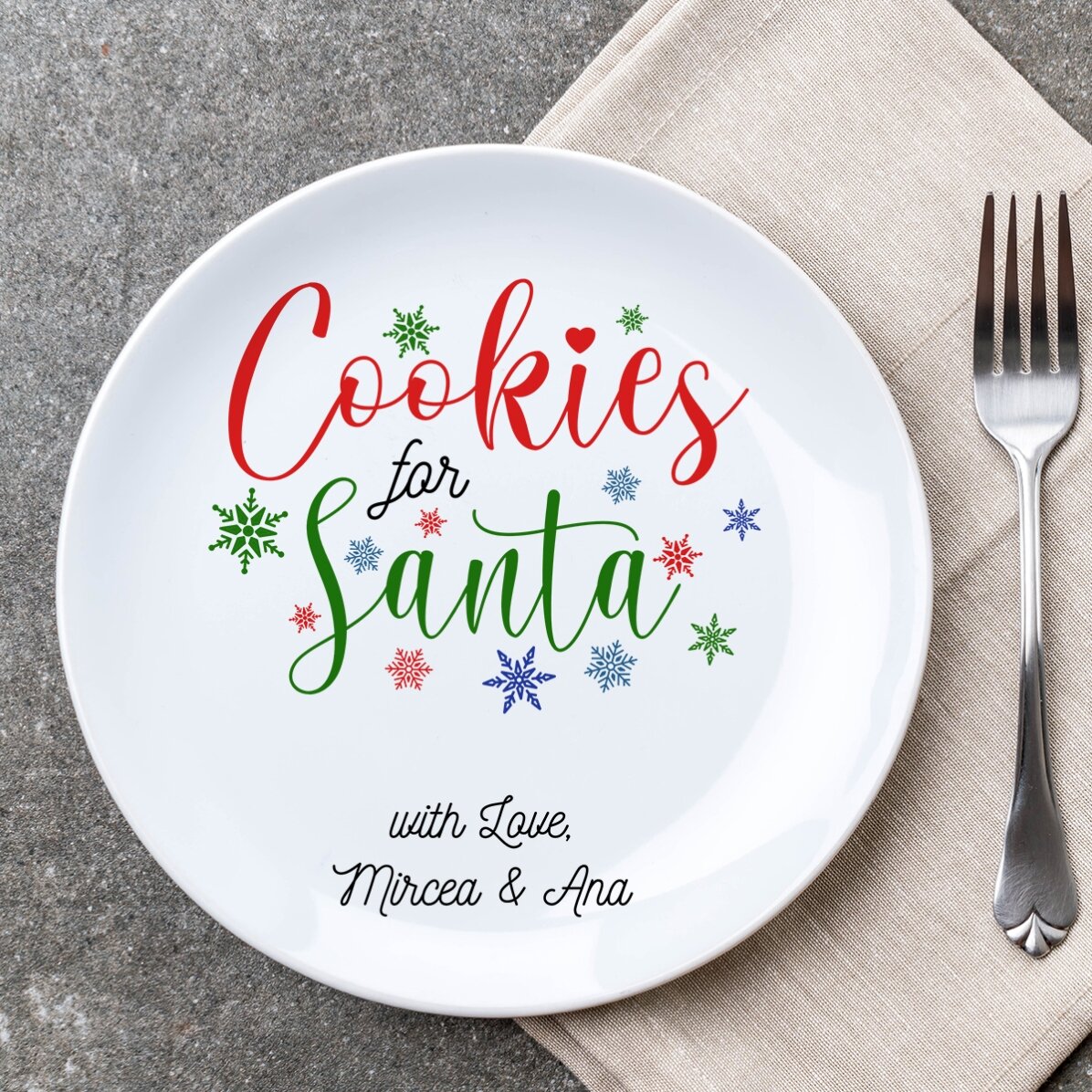 Personalised plate with text - Cookies for Santa