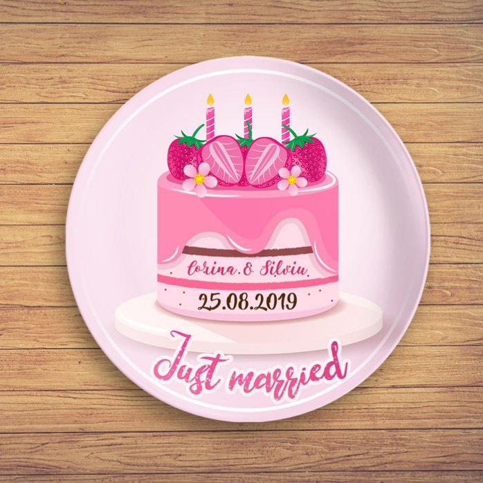 Personalised plate with text - Just married