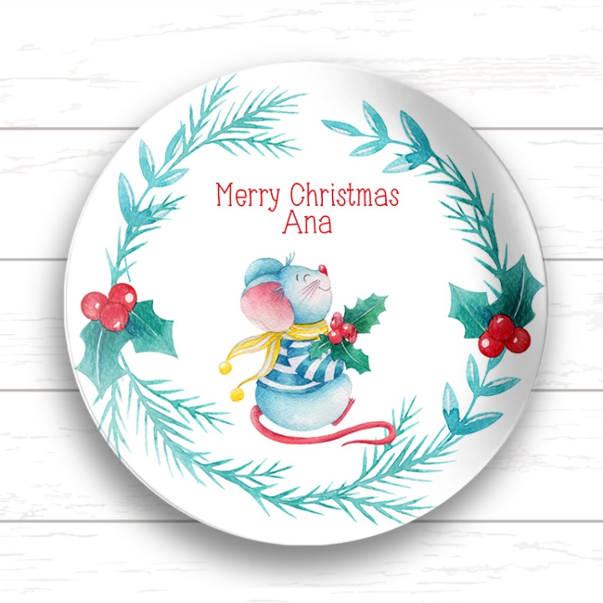 Personalised plate with text - Mouse