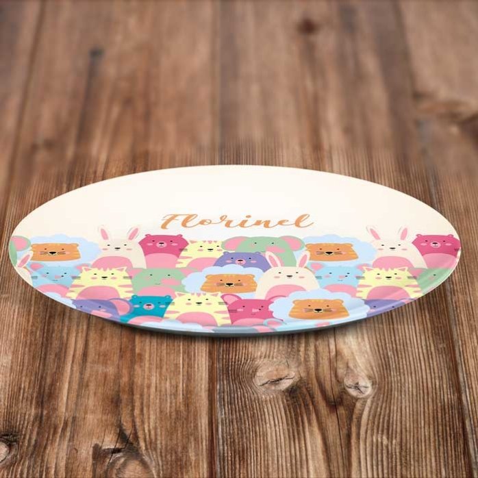 Personalised plate with text - Animals