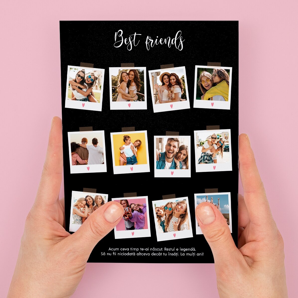 Spersonalizowana kartka z życzeniami z magnesem, z 12 zdjęciami i tekstem – Polaroid