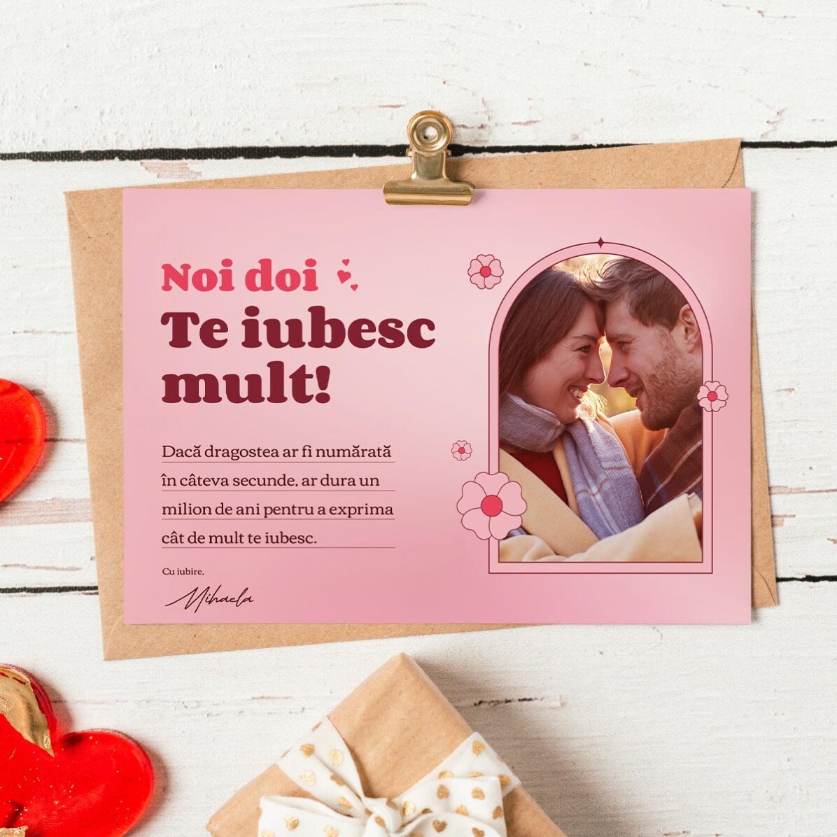Spersonalizowana kartka z magnesem ze zdjęciem i miłosnym przesłaniem – Love story