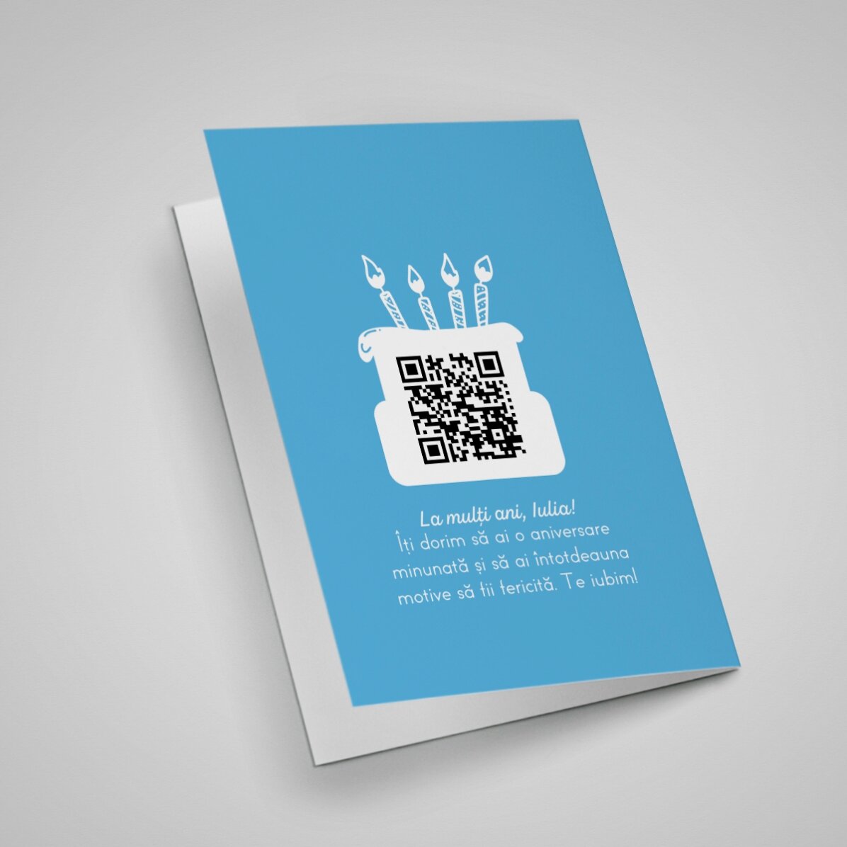 Spersonalizowana kartka z życzeniami ze zdjęciem, tekstem i kodem QR – Wszystkiego najlepszego z oka