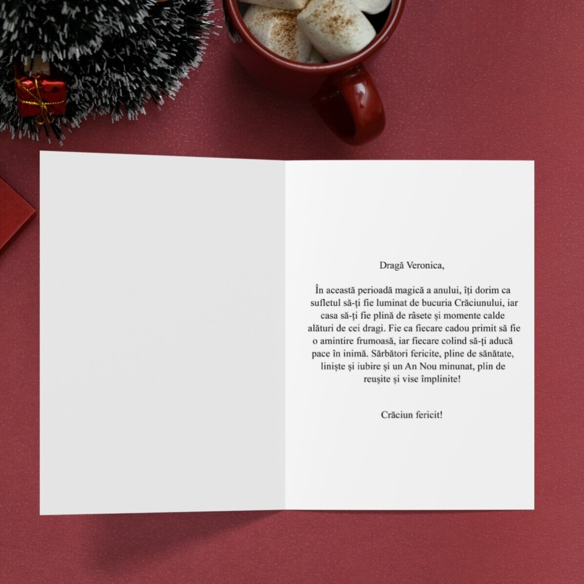 Personalised card with 4 photos and text - Christmas Wreath