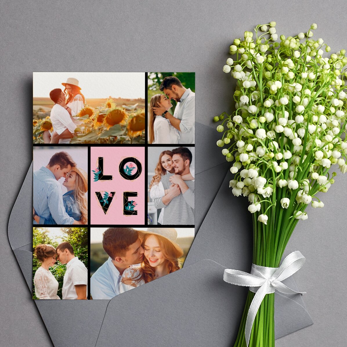 Personalised greeting card with photos - Love