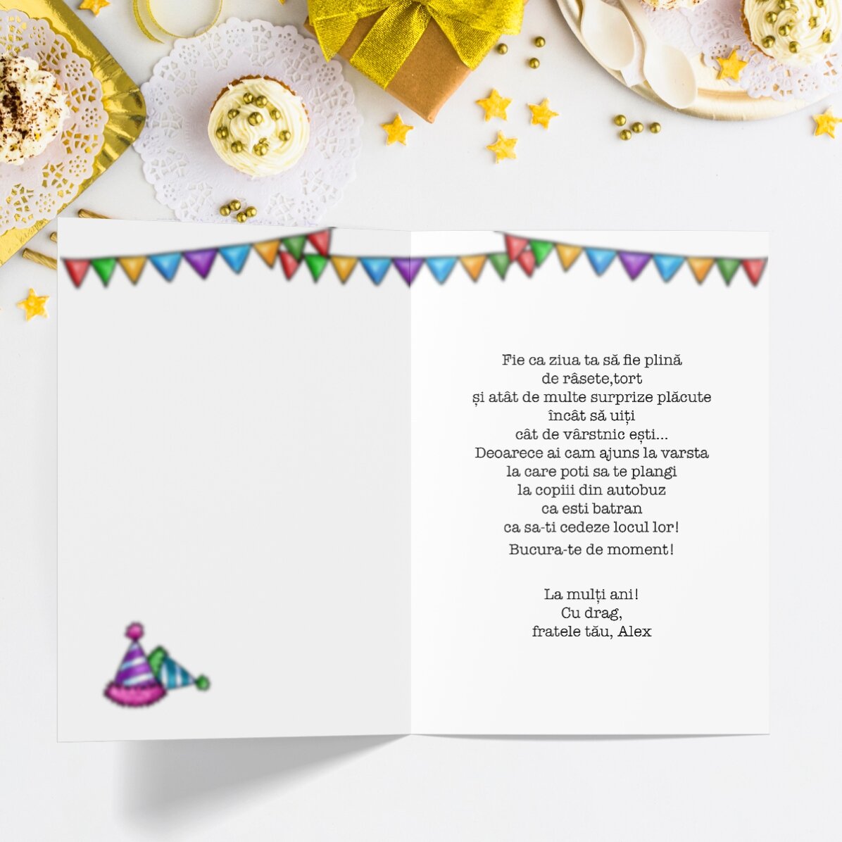 Personalised greeting card with text - With age, eyesight fades