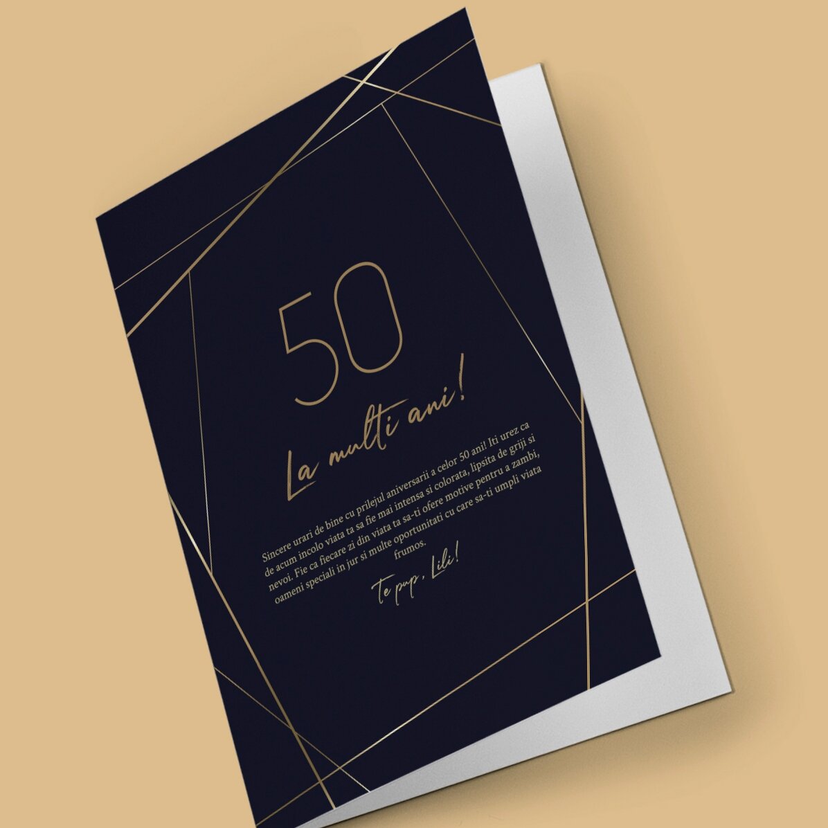 Spersonalizowana kartka z życzeniami z tekstem – Golden 50
