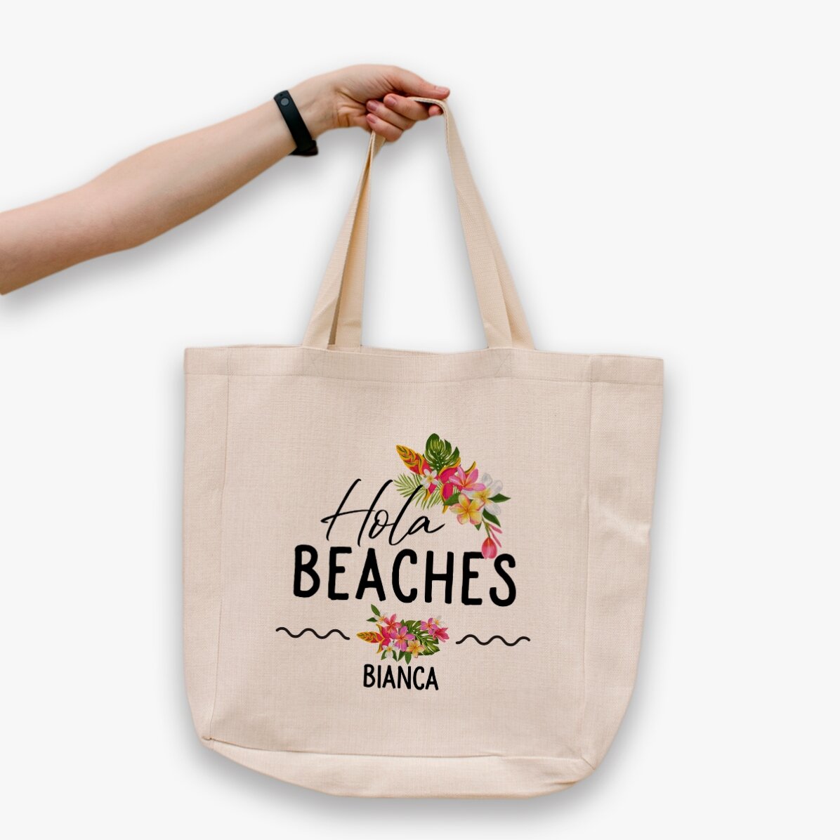 Spersonalizowana torba plażowa z napisem – Hola Beaches