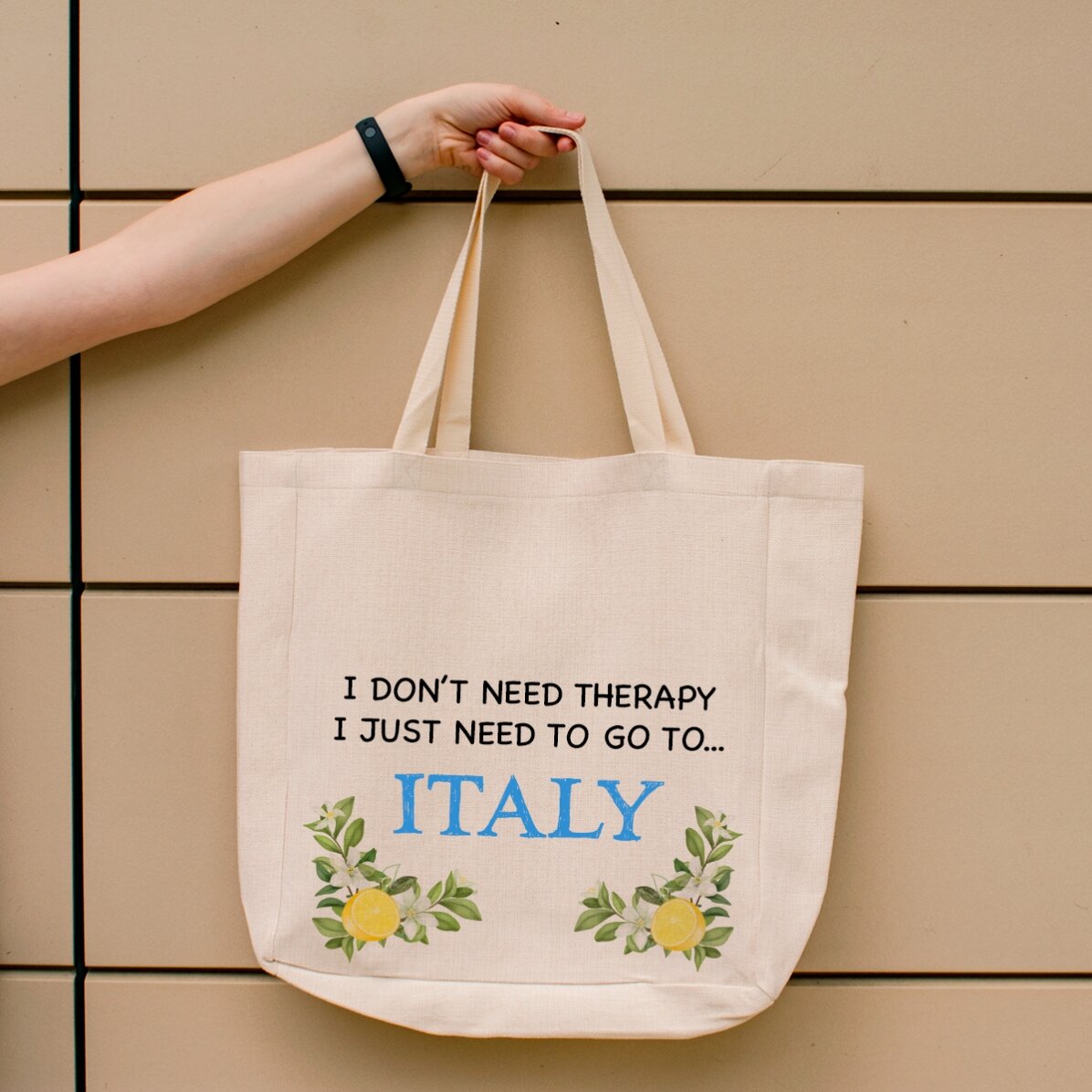 Beach bag personalised with text - Italy