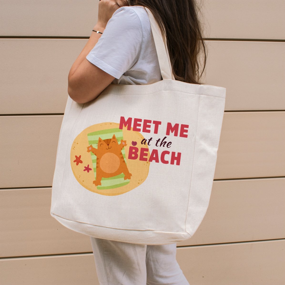 Personalised beach bag with text - Meet me at the beach