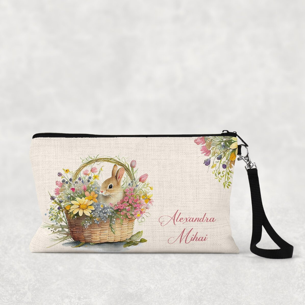 Kosmetyczka na akcesoria personalizowana z imieniem – Króliczek