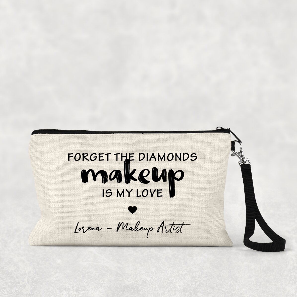 Personalised cosmetics bag with text - I love makeup