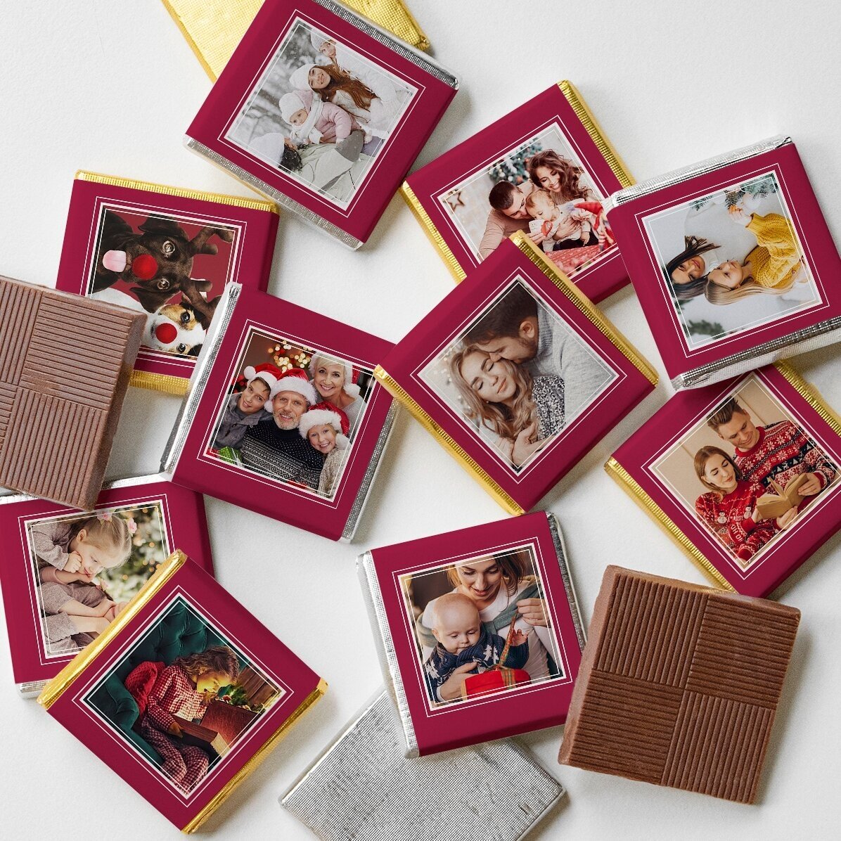 Globe with 10 mini chocolates personalised with photos