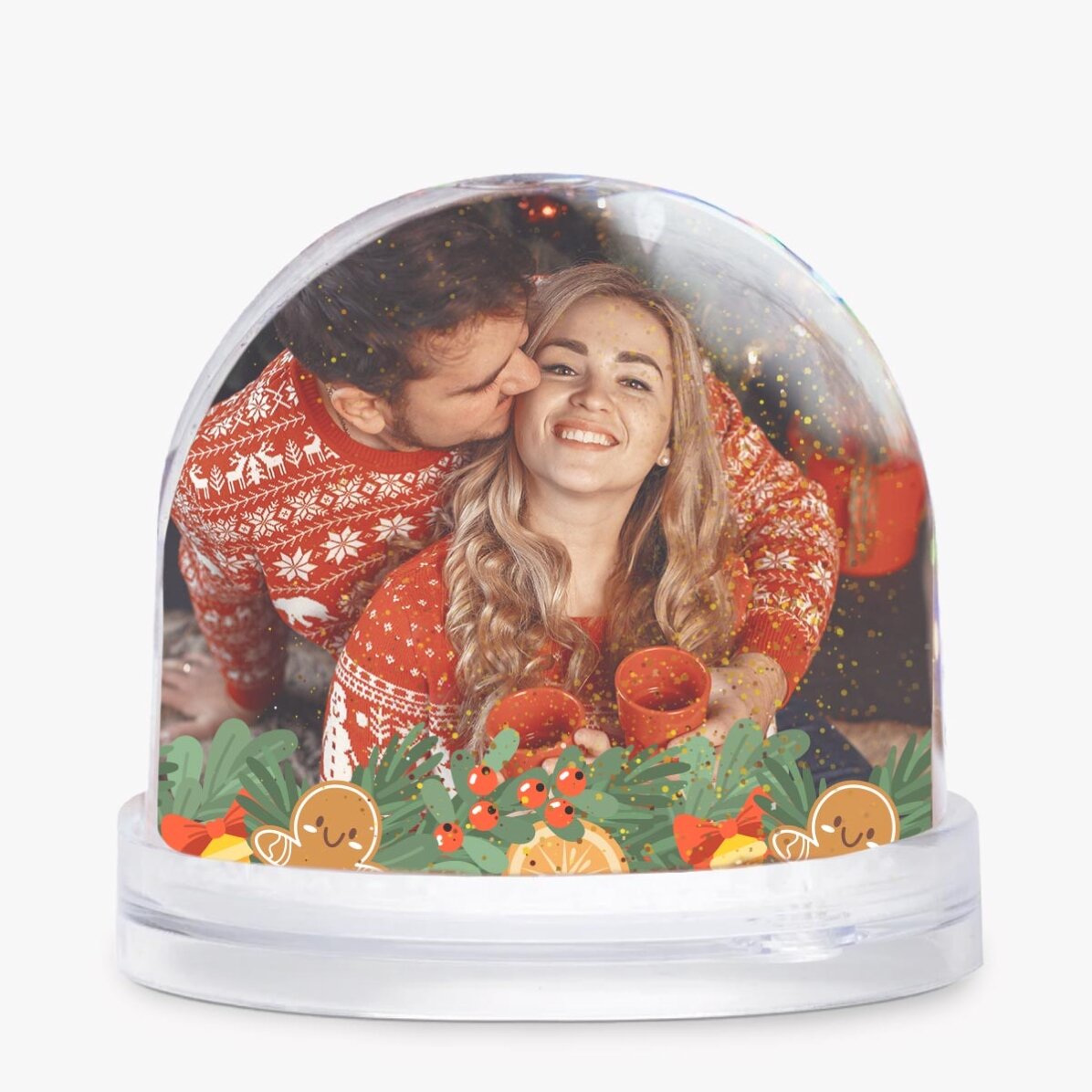 Personalised desk globe with message and photo - First Christmas
