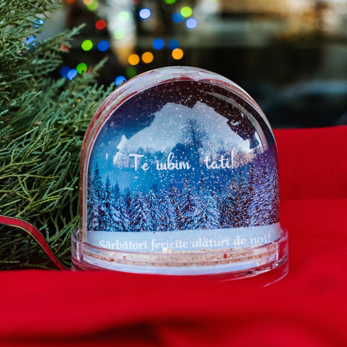 Spersonalizowana kula biurkowa ze zdjęciem i napisem – Winter dreams