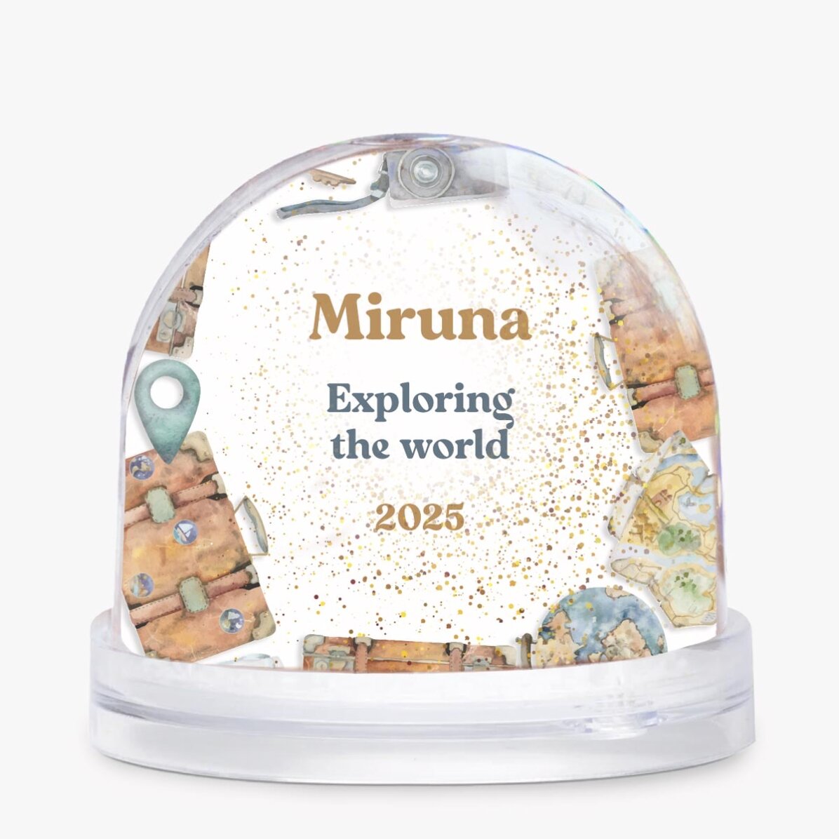Spersonalizowana kula biurkowa ze zdjęciem i napisem – World explorer