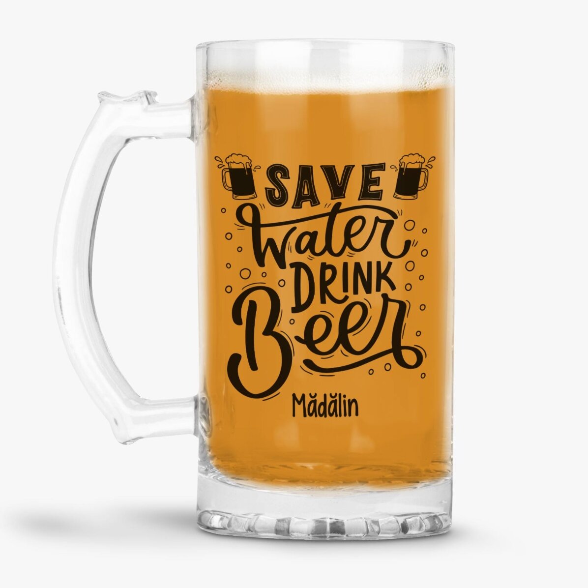 Spersonalizowany kufel do piwa z napisem – „Save Water, Drink Beer”